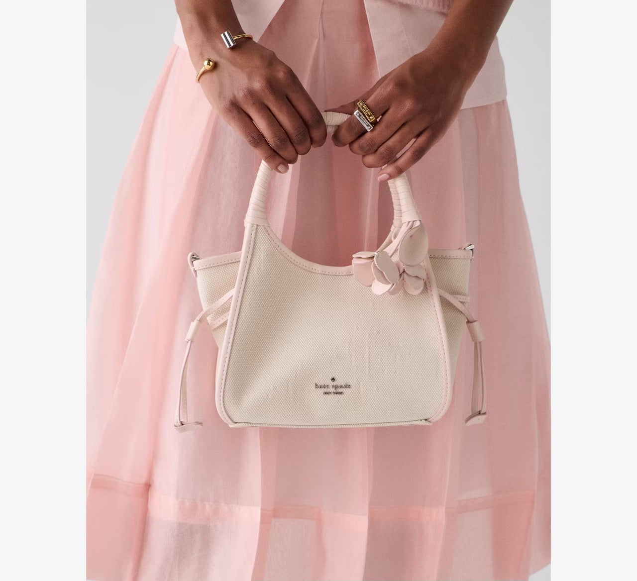 [READY STOCK MY] Kate Spade Stash Canvas Floral Mini Carryall Bag in Pearl Pink (KN646)
