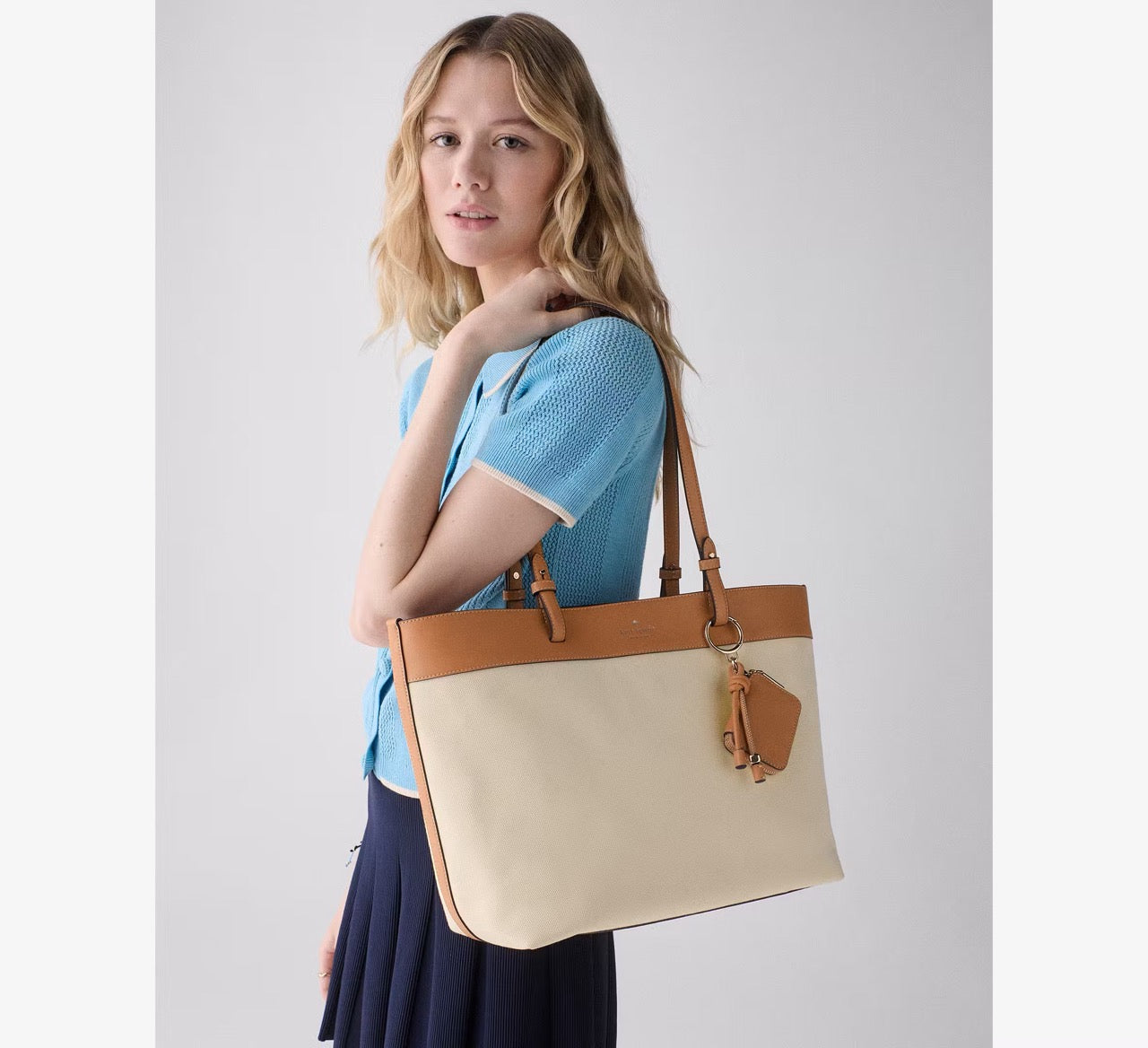 [INCOMING ETA 30 DAYS] Kate Spade Tessa Tote Bag With Charm in Light Saddle Multi (KP056)