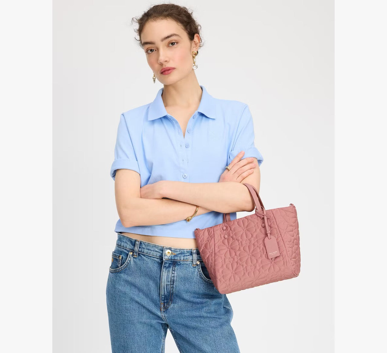 [READY STOCK MY] Kate Spade Tilly Quilted Small Tote Bag in Cosmetic Pink (KK810)