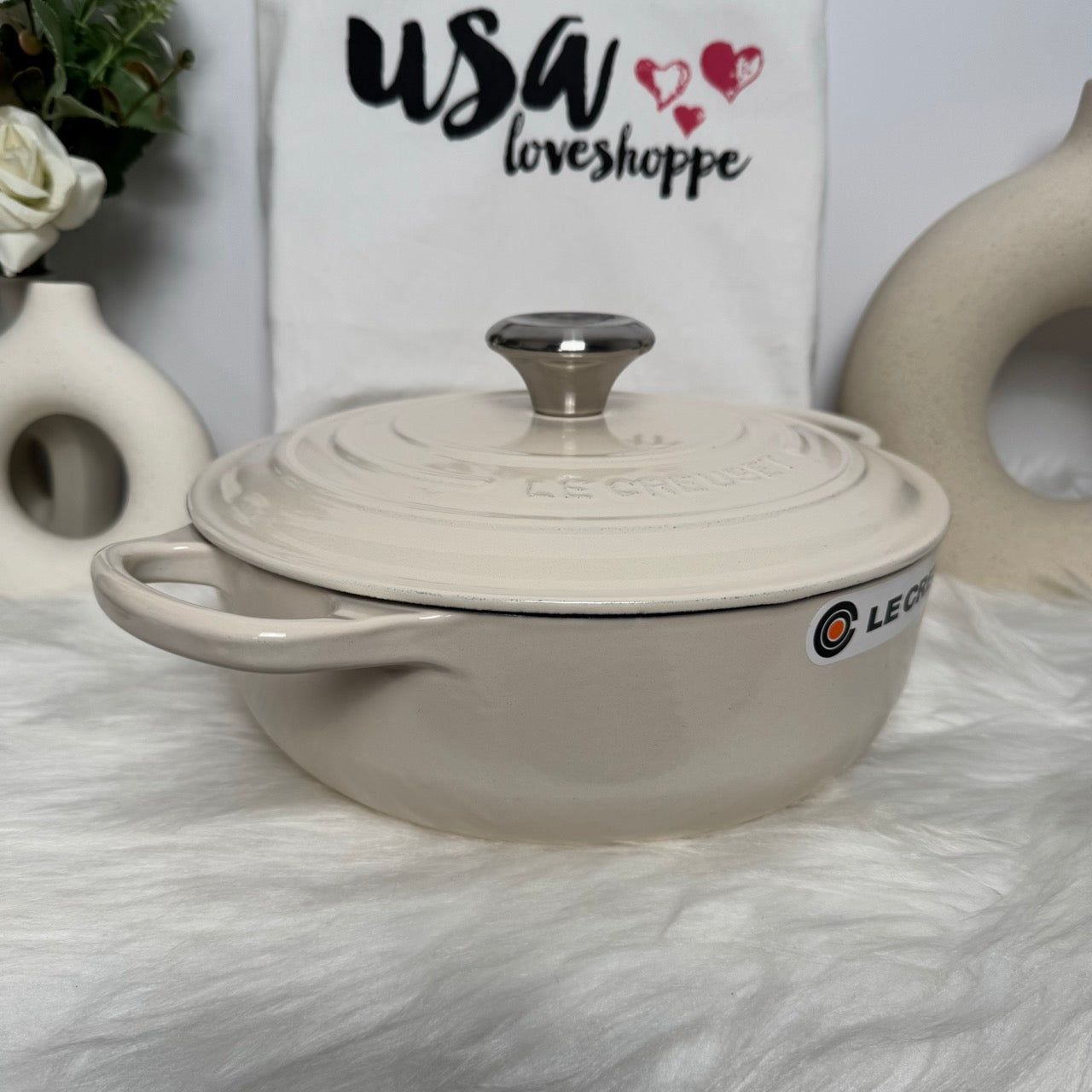 [READY STOCK ETA 7 DAYS] Le Creuset signature sauteuse oven 3.5qt Creme (Silver Knob)