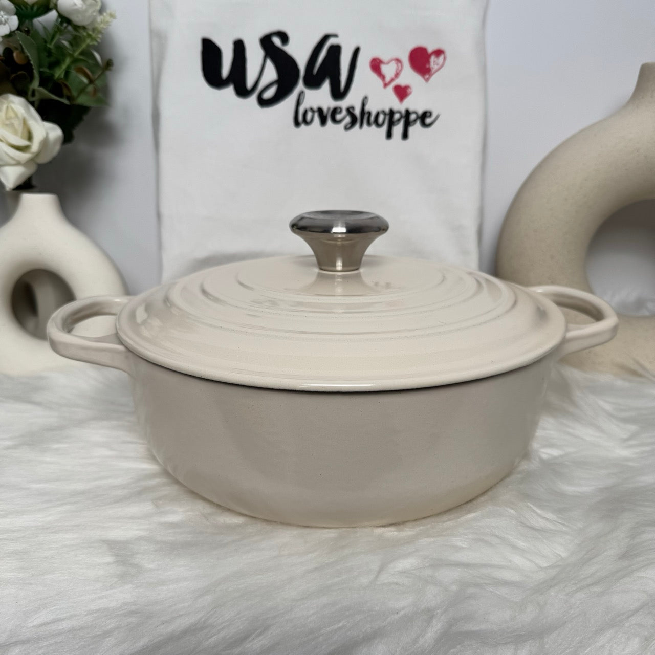 [READY STOCK ETA 7 DAYS] Le Creuset signature sauteuse oven 3.5qt Creme (Silver Knob)
