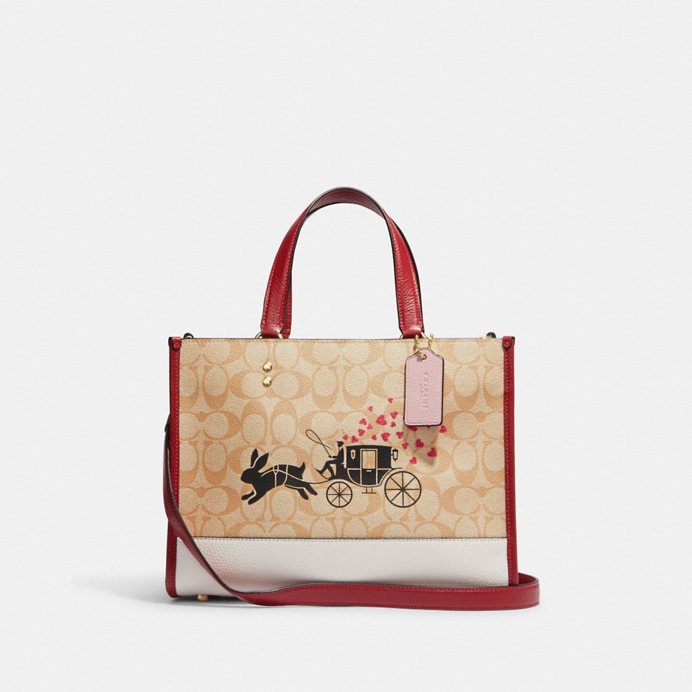 Coach Lunar New Year Dempsey Carryall In Signature Canvas With Rabbit And Carriage in Light Khaki Multi (CE645)