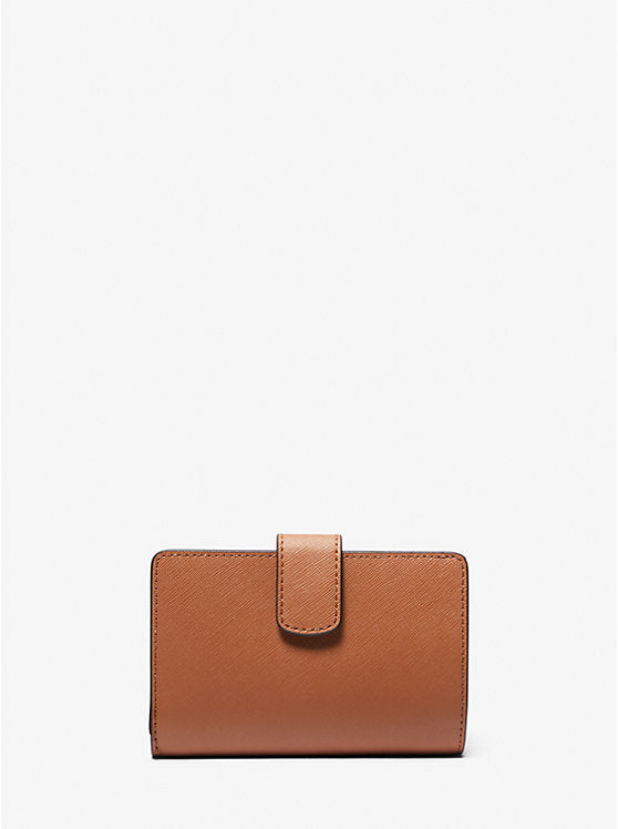 [READY STOCK MY] Michael Kors Medium Crossgrain Leather Wallet in Luggage (35F7GTVF2L)