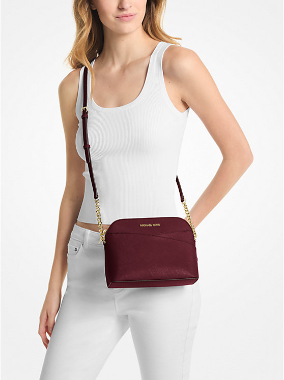 [INCOMING ETA END NOV 2024] MK Jet Set Travel Medium Dome Crossbody Bag In Oxblood (35F1GTVC6T)