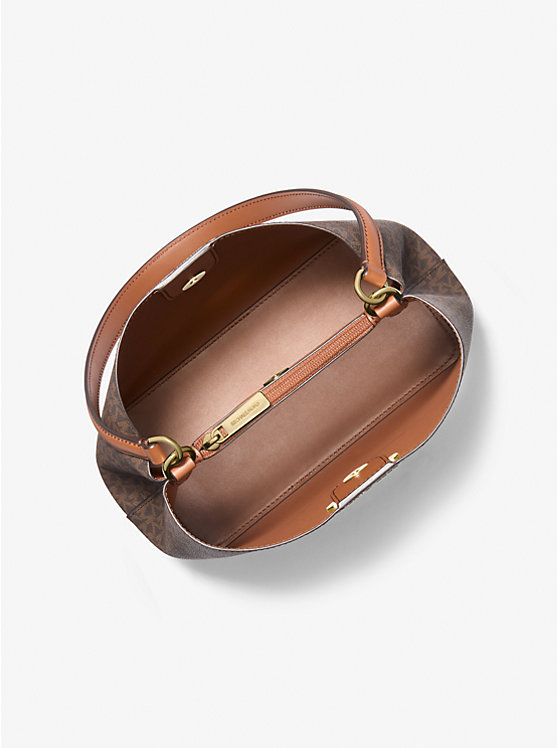 [READY STOCK MY] Michael Kors Pratt Medium Bucket Shoulder Bag in Signature Brown (35S4G3FS2V)