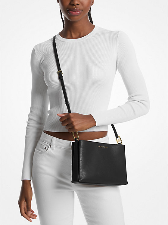 [INCOMING ETA END NOV 2024] Michael Kors Trisha Medium Pebbled Leather Crossbody Bag In Black (35H1G9TC8L)