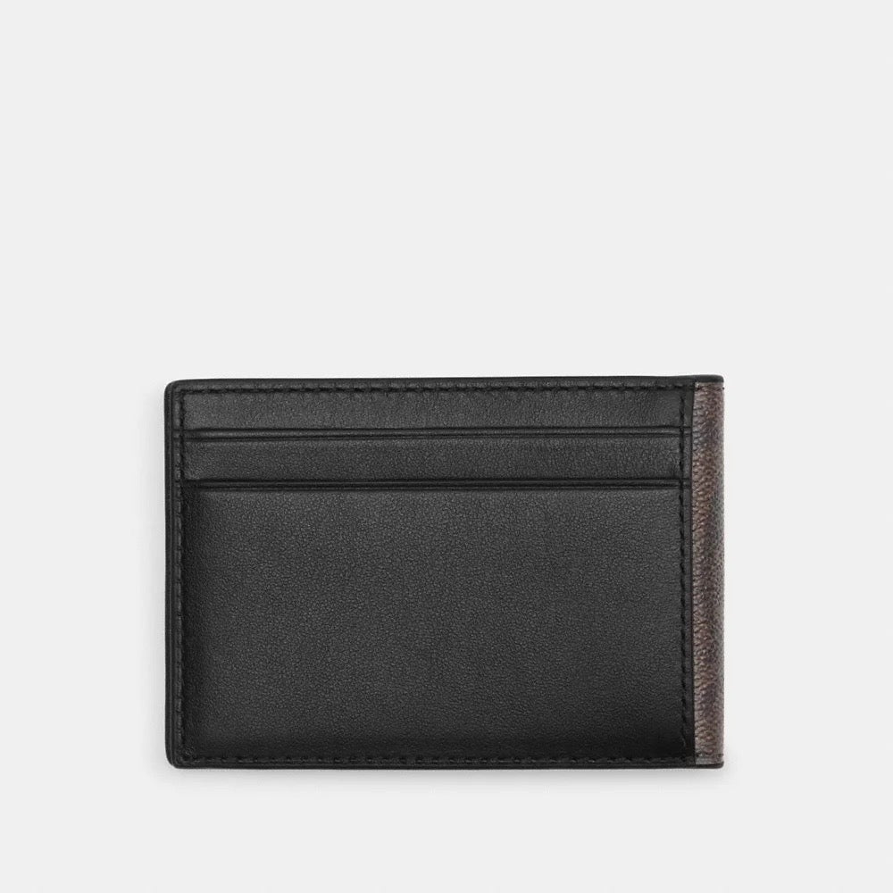 C0ACH Compact Billfold Wallet In Signature Canvas in Mahogany/Black (CM166)
