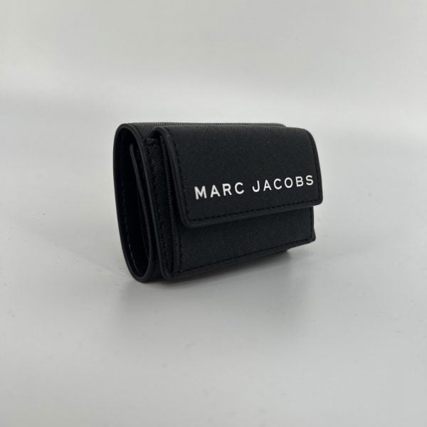 MJ Saffiano Leather Mini Trifold Wallet in Black (M0015057-001)