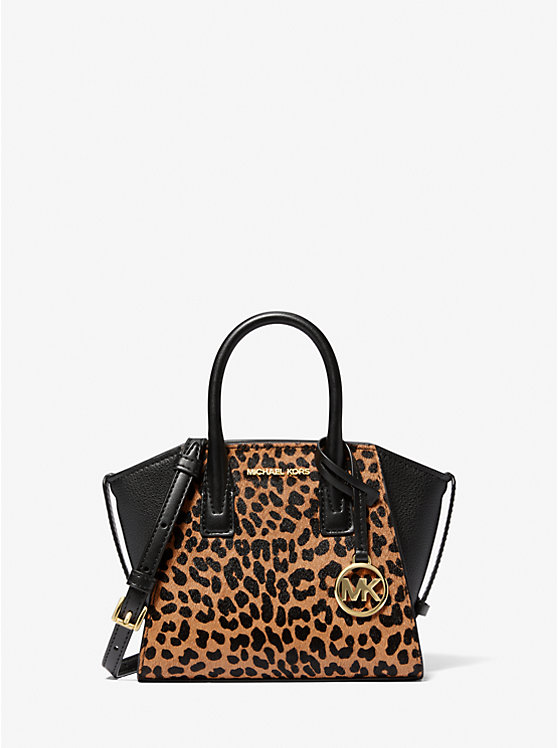 Michael Kors Avril Extra-Small Cheetah Print Calf Hair and Leather Satchel in Black Multi (35F4G4VC0H)