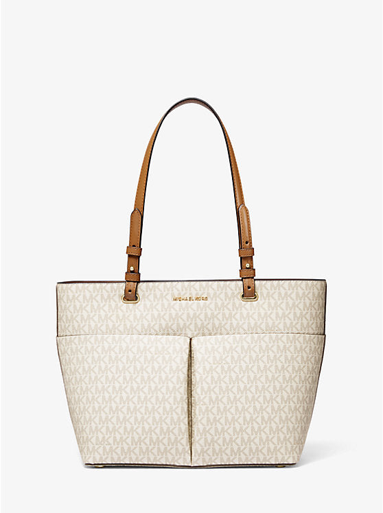 [READY STOCK MY] Michael Kors Bedford Medium Logo Tote Bag in Signature Vanilla/Acorn (30T9GBFT2B)