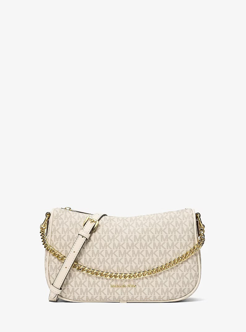 [READY STOCK MY] Michael Kors Carmela Medium Signature Logo Convertible Crossbody Bag in Signature Light Cream (35F4G1QC6B)