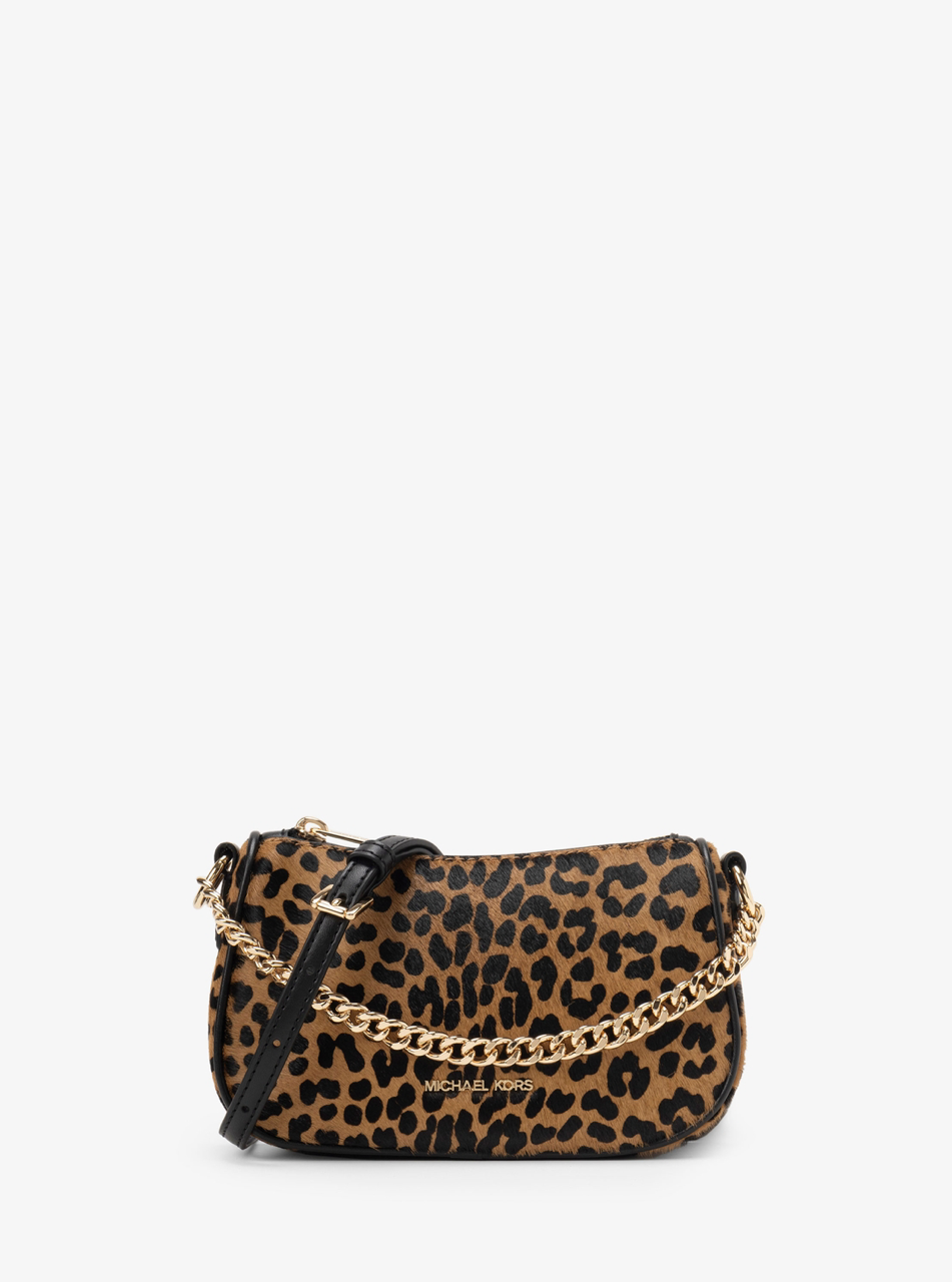 Michael Kors Carmela Small Pouchette Crossbody Haircalf Cheetah Print in Black Multi (34F4G1QC1H)