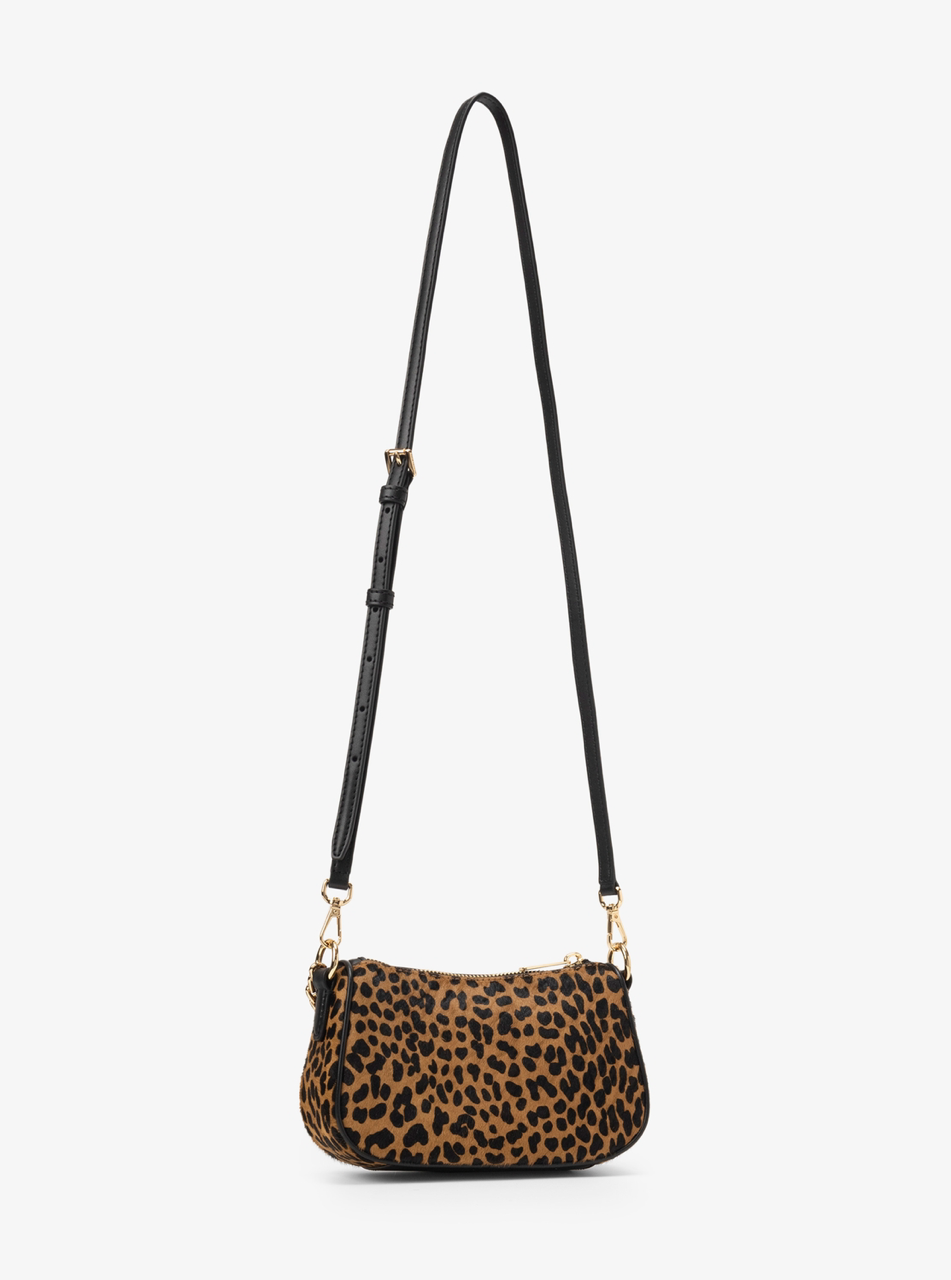 Michael Kors Carmela Small Pouchette Crossbody Haircalf Cheetah Print in Black Multi (34F4G1QC1H)