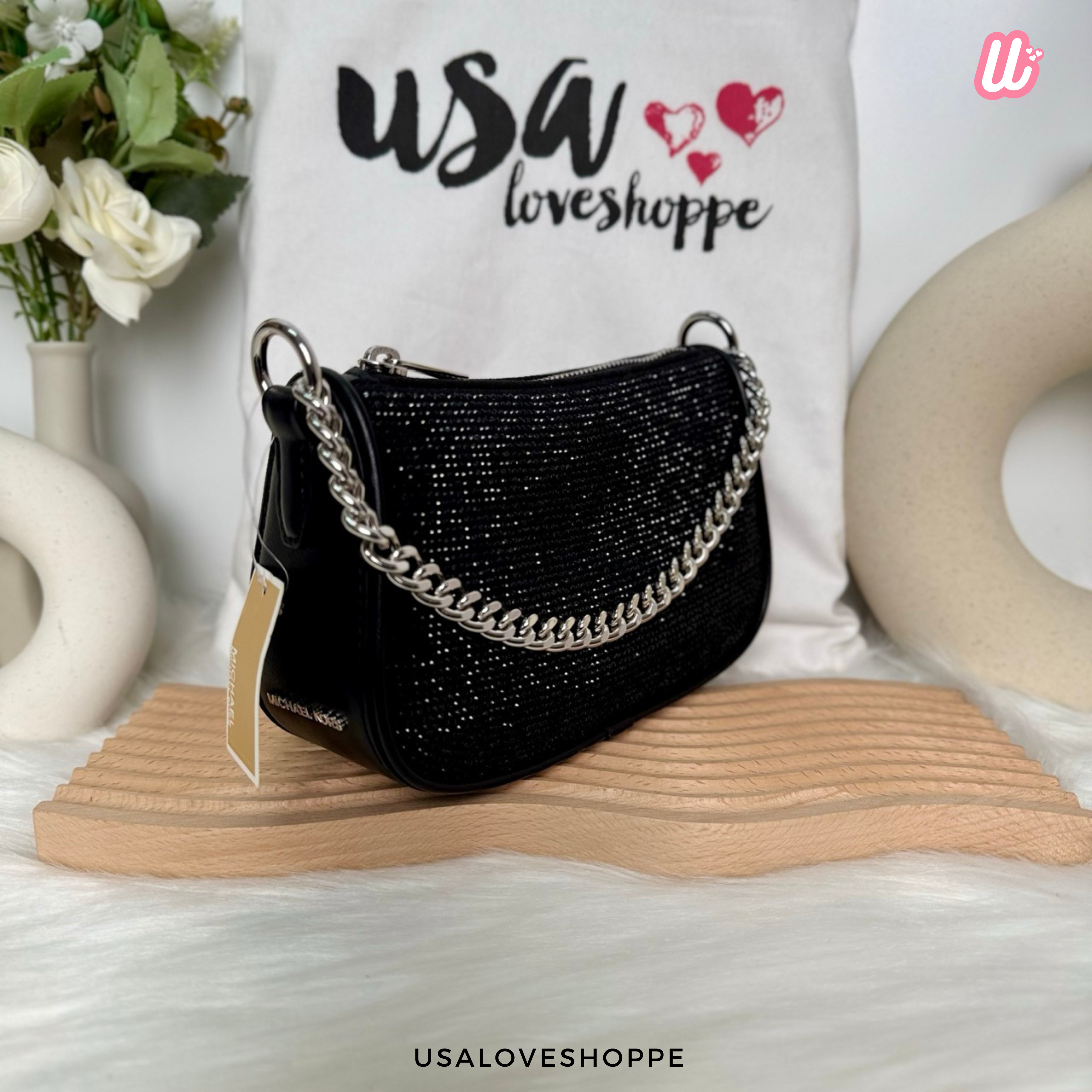 Michael Kors Carmela Small Pouchette Crossbody in Black (35F4S1QC1S)