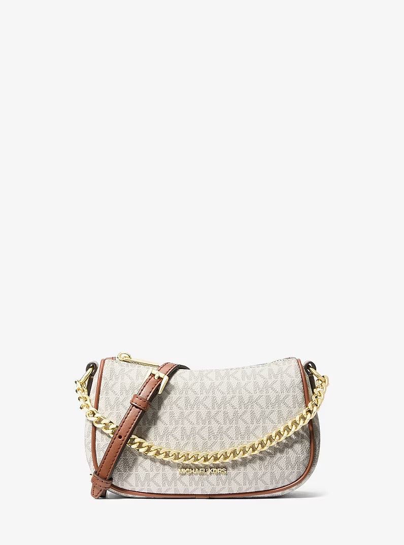 [INCOMING ETA 30 DAYS] Michael Kors Carmela Small Signature Logo Convertible Crossbody Bag in Signature Vanilla (35F4G1QC1B)