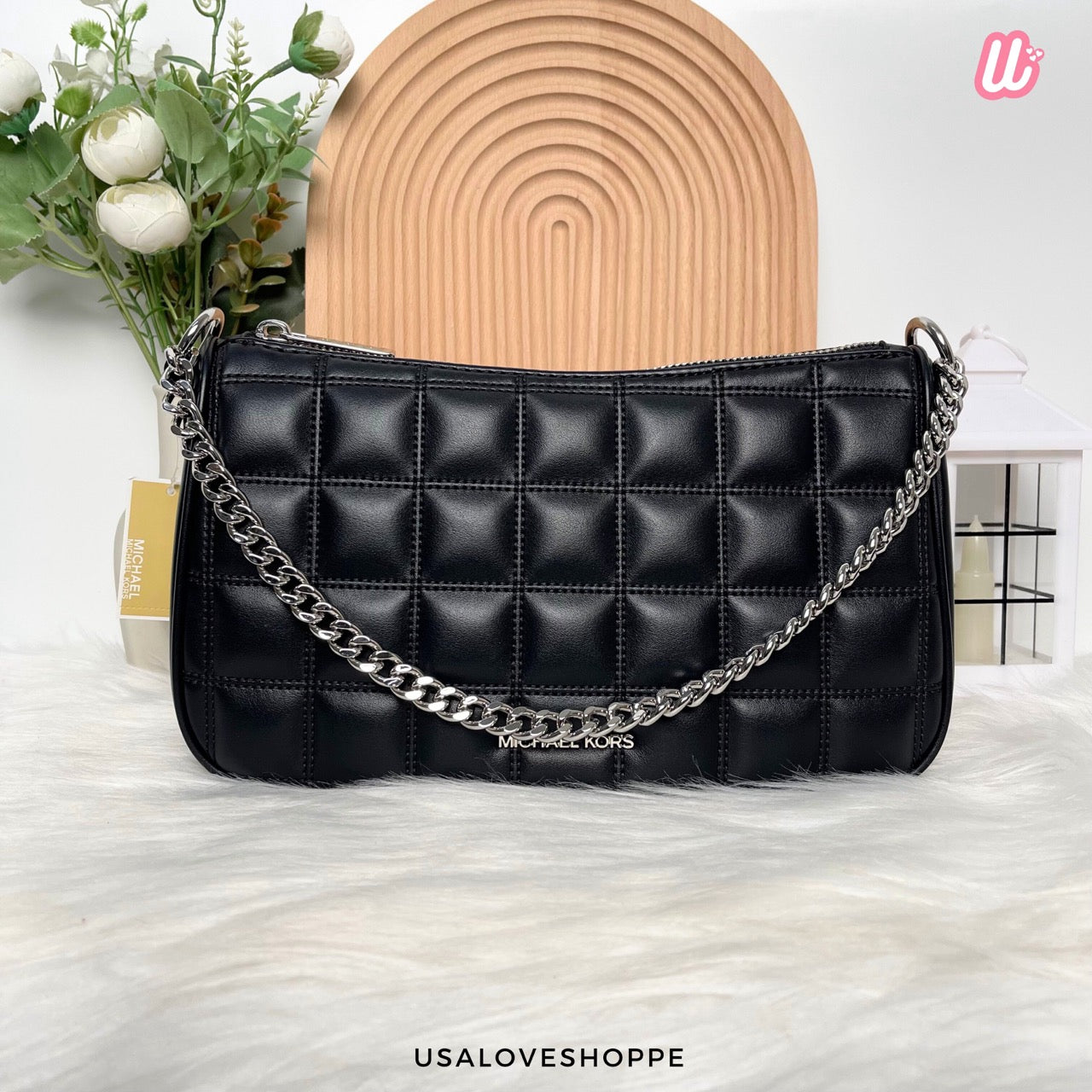 [READY STOCK MY] Michael Kors Carmella Medium Pouchette Crossbody in Black (35R5S1QC6V)