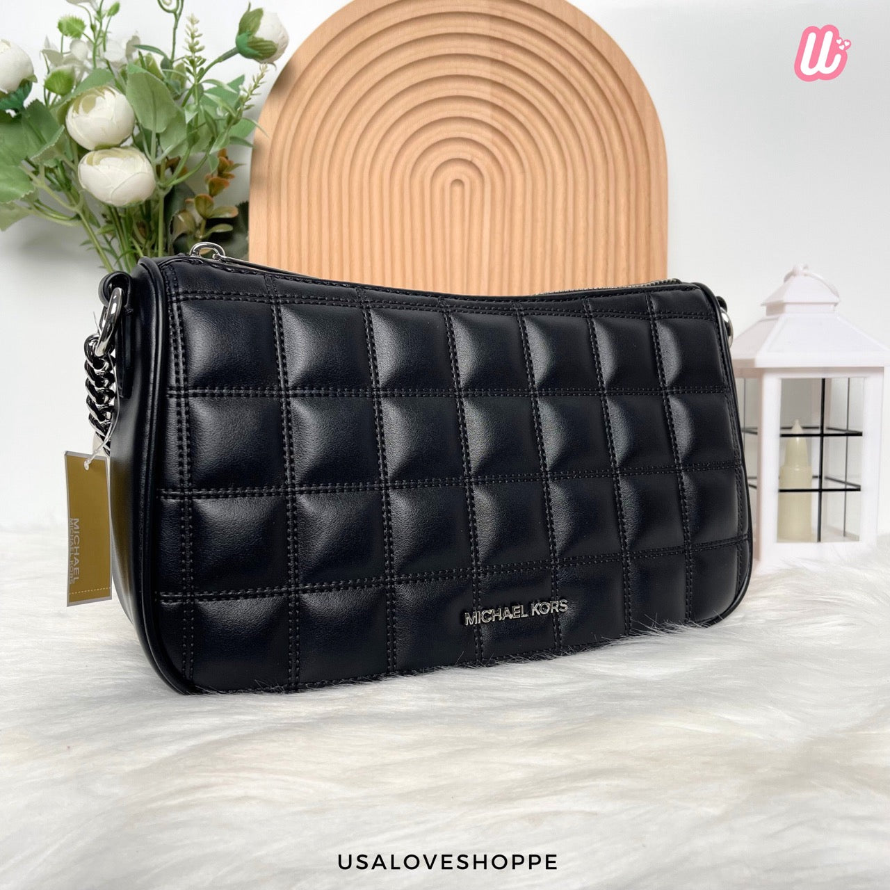 [READY STOCK MY] Michael Kors Carmella Medium Pouchette Crossbody in Black (35R5S1QC6V)