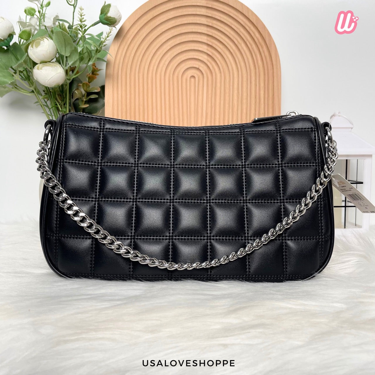 [READY STOCK MY] Michael Kors Carmella Medium Pouchette Crossbody in Black (35R5S1QC6V)