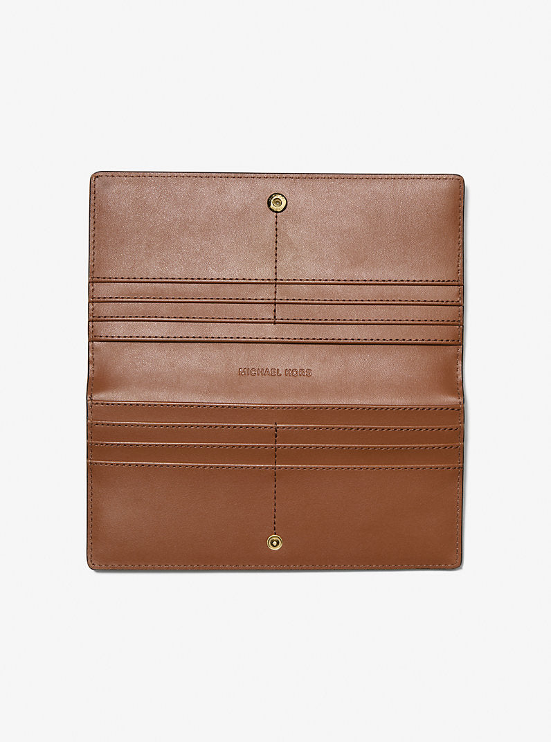 [READY STOCK MY] Michael Kors Carson Croc Embossed Large Snap Wallet in Luggage (35F5G2ZE3A)