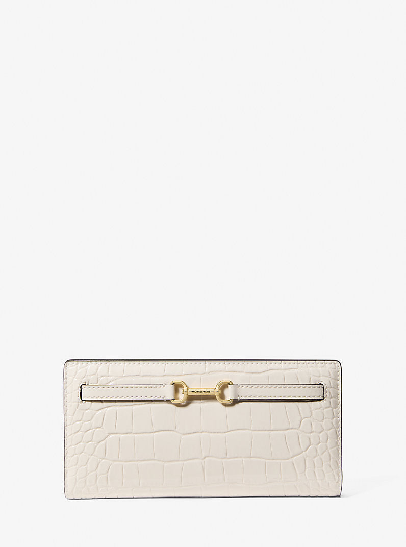 [READY STOCK MY] Michael Kors Carson Large Snap Wallet in Light Cream (35F5G2ZE3A)