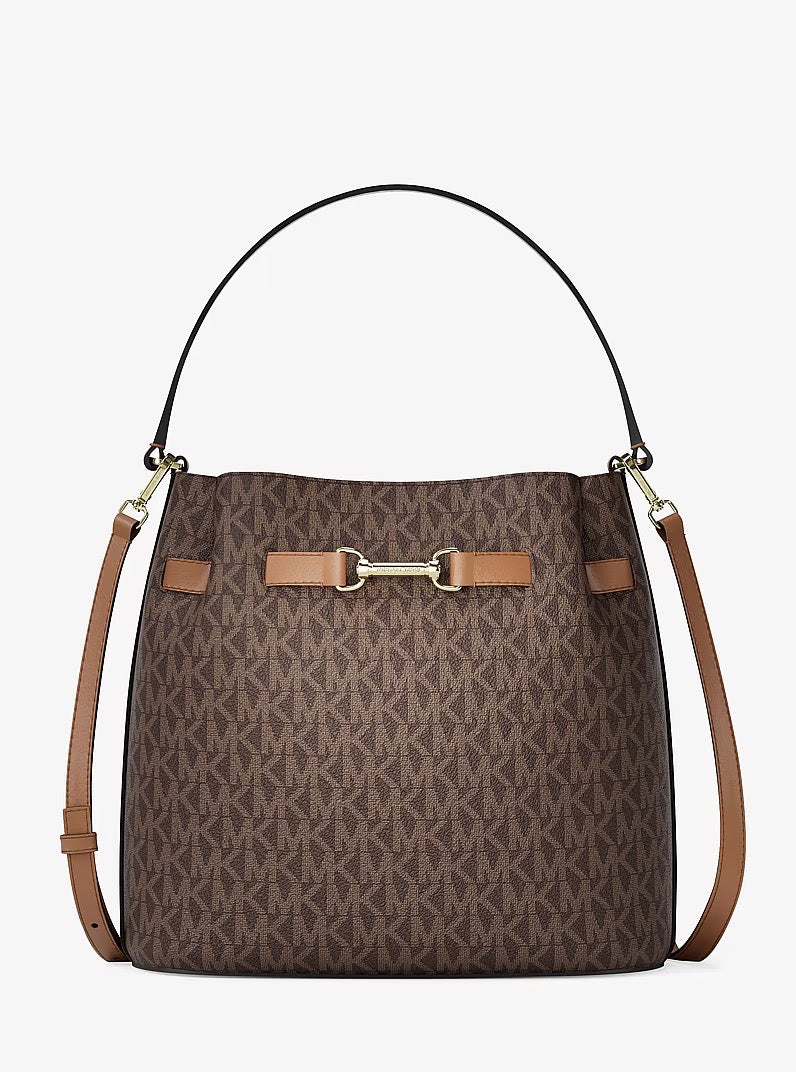 [READY STOCK MY] Michael Kors Carson Medium Convertible Bucket Shoulder in Signature Brown (35R6G2ZS6B)
