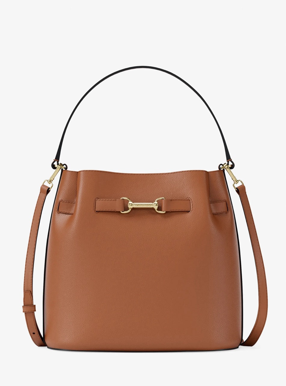[WEB EXCLUSIVE][INCOMING ETA 30 DAYS] Michael Kors Carson Medium Pebbled Leather Convertible Bucket Crossbody Bag in Luggage (35R6G2ZS6T)