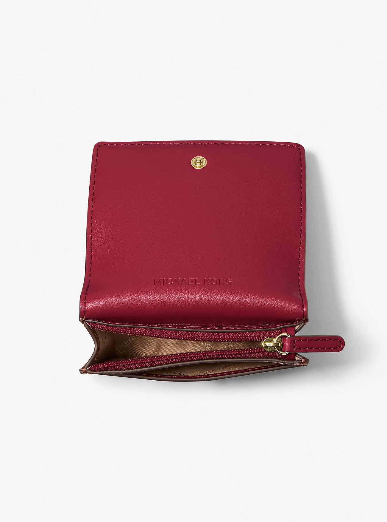 [READY STOCK MY] Michael Kors Carson Small Pebbled Leather Wallet in Cherry (35S5G2ZD5L)