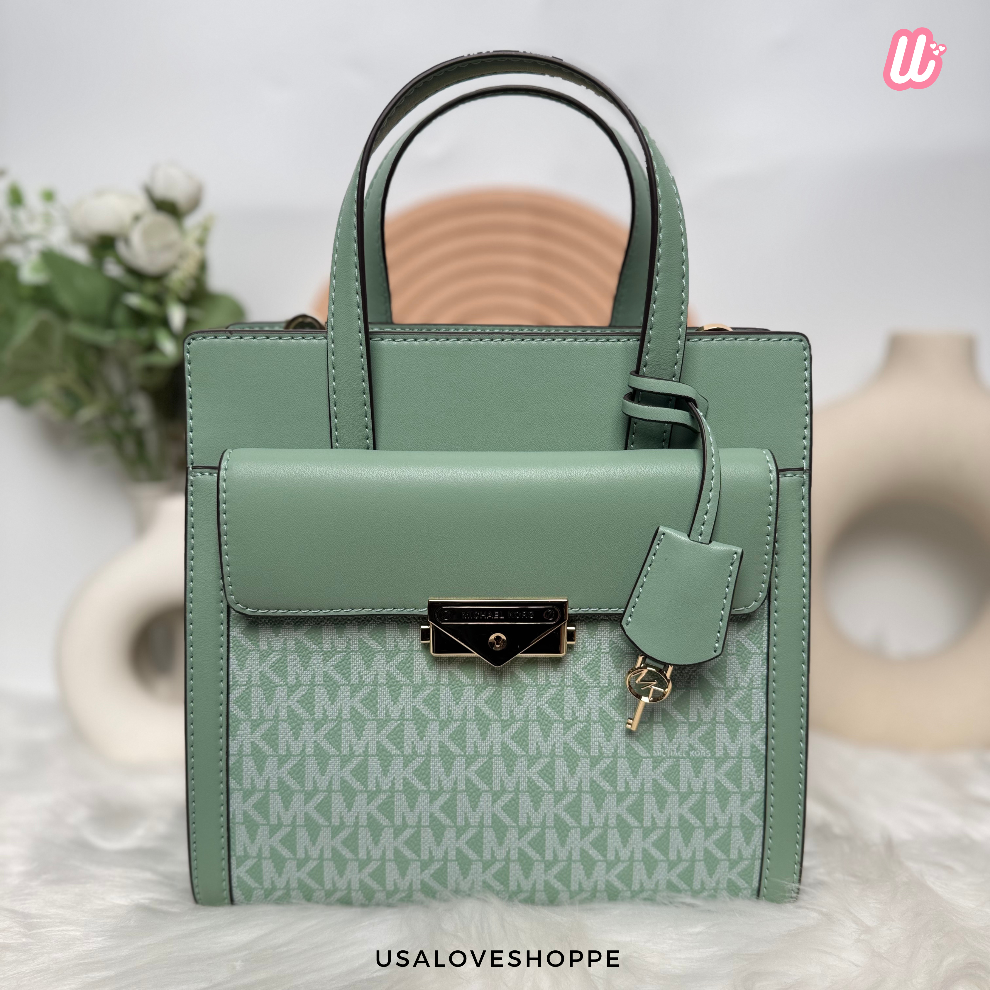 [READY STOCK MY][CLEARANCE] Michael Kors Cece Small NS Flap Pocket Tote in Sea Green Multi (35F2G0ET1B)