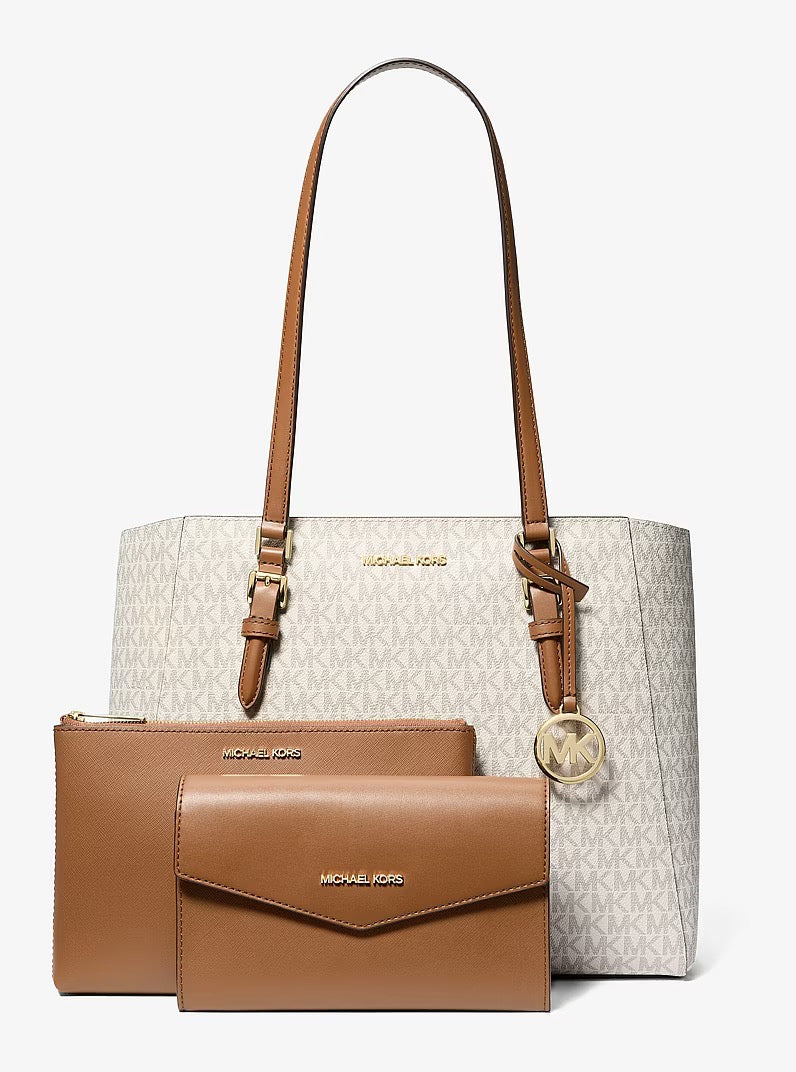 [READY STOCK MY] Michael Kors Charlotte Large 3-in-1 Signature Logo Tote Bag in Signature Vanilla (35F3GCFT9T)