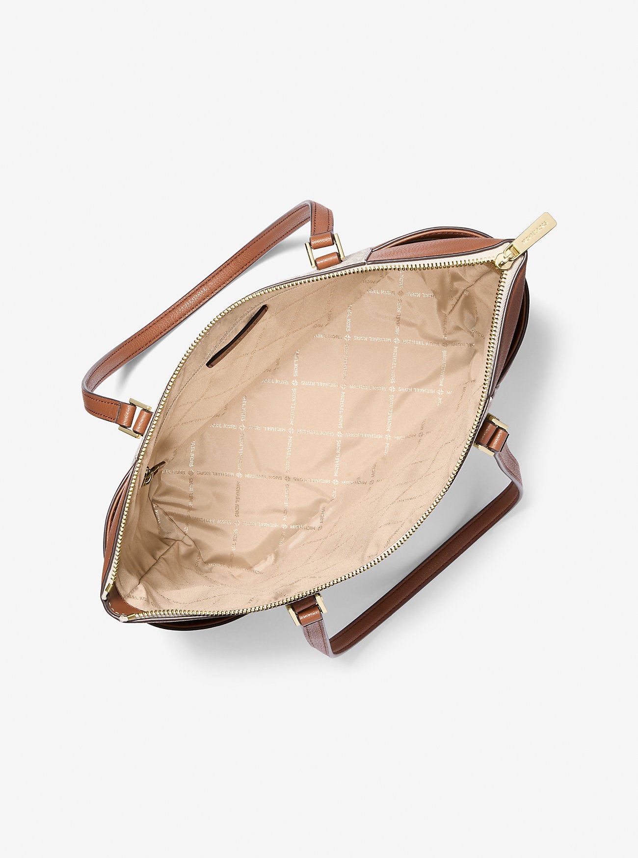 [INCOMING ETA 30 DAYS] Michael Kors Charlotte Large Logo and Leather Top-Zip Tote Bag in Signature Vanilla (35T0GCFT3B)