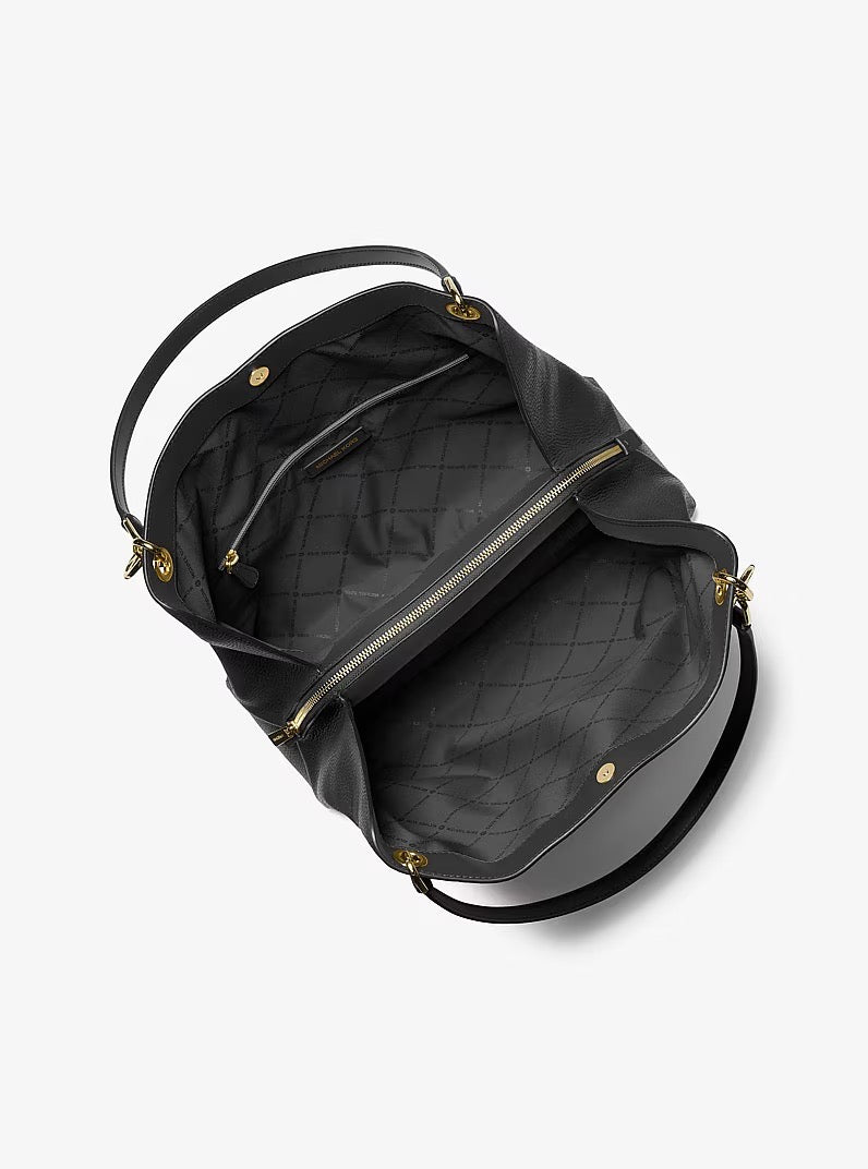 [INCOMING ETA 30 DAYS] Michael Kors Christina Large Pebbled Leather Shoulder Bag in Black (35T5G8WE6L)