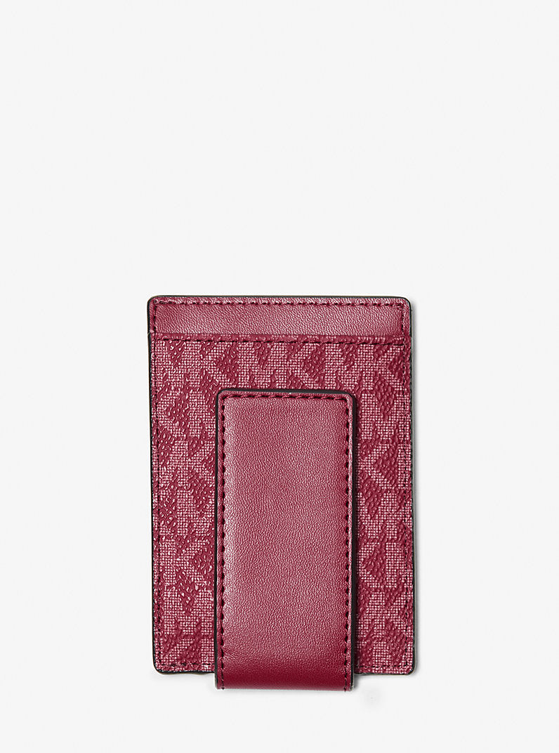 [READY STOCK MY] Michael Kors Cooper Card Case with Magsafe Money Clip in Signature Cherry (36F4LCOD1B)