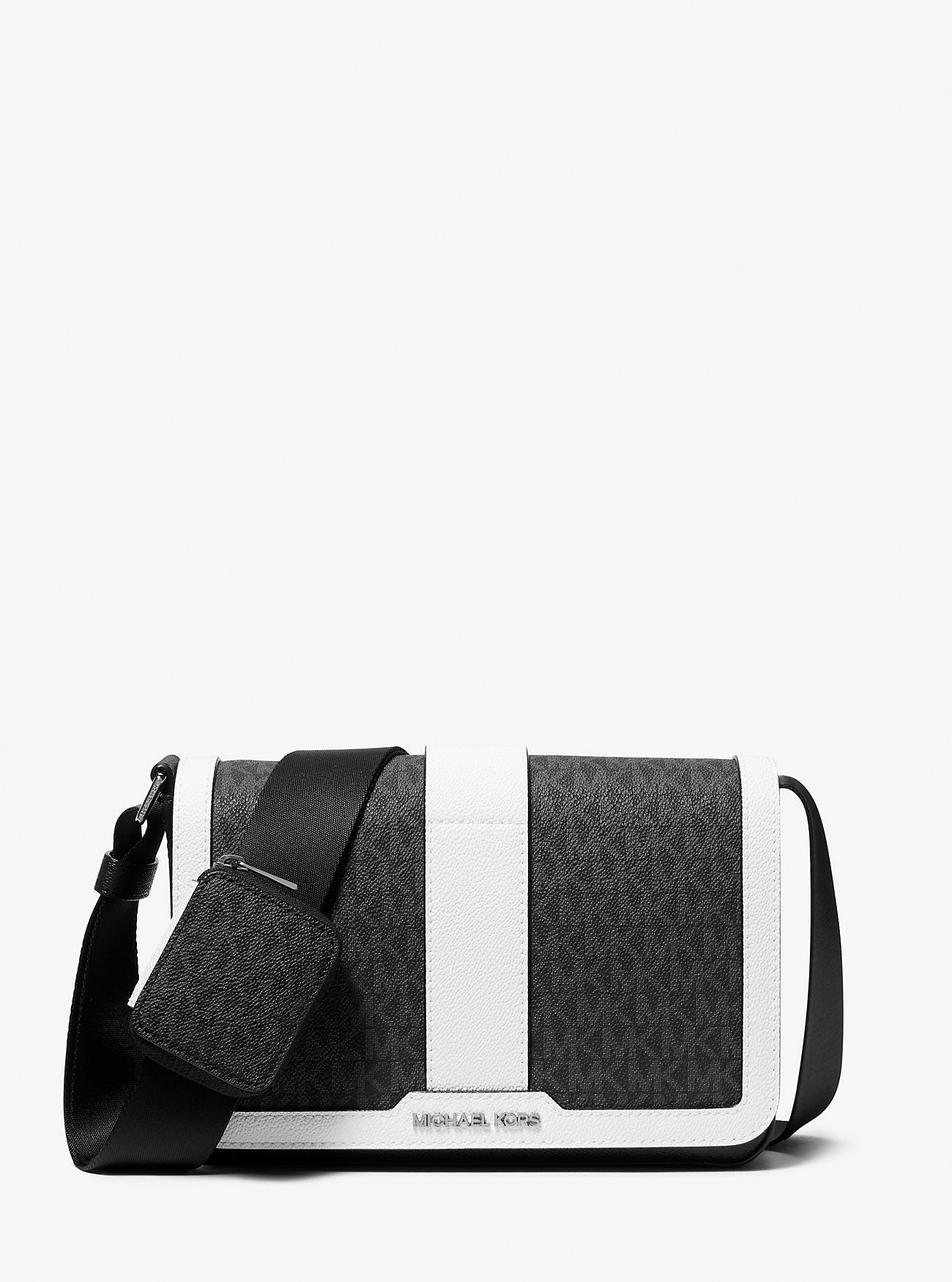 [READY STOCK MY] Michael Kors Men Cooper Color-Block Sig Logo Xbody Bag with Pouch in Bright White (37S5LCOM6B)