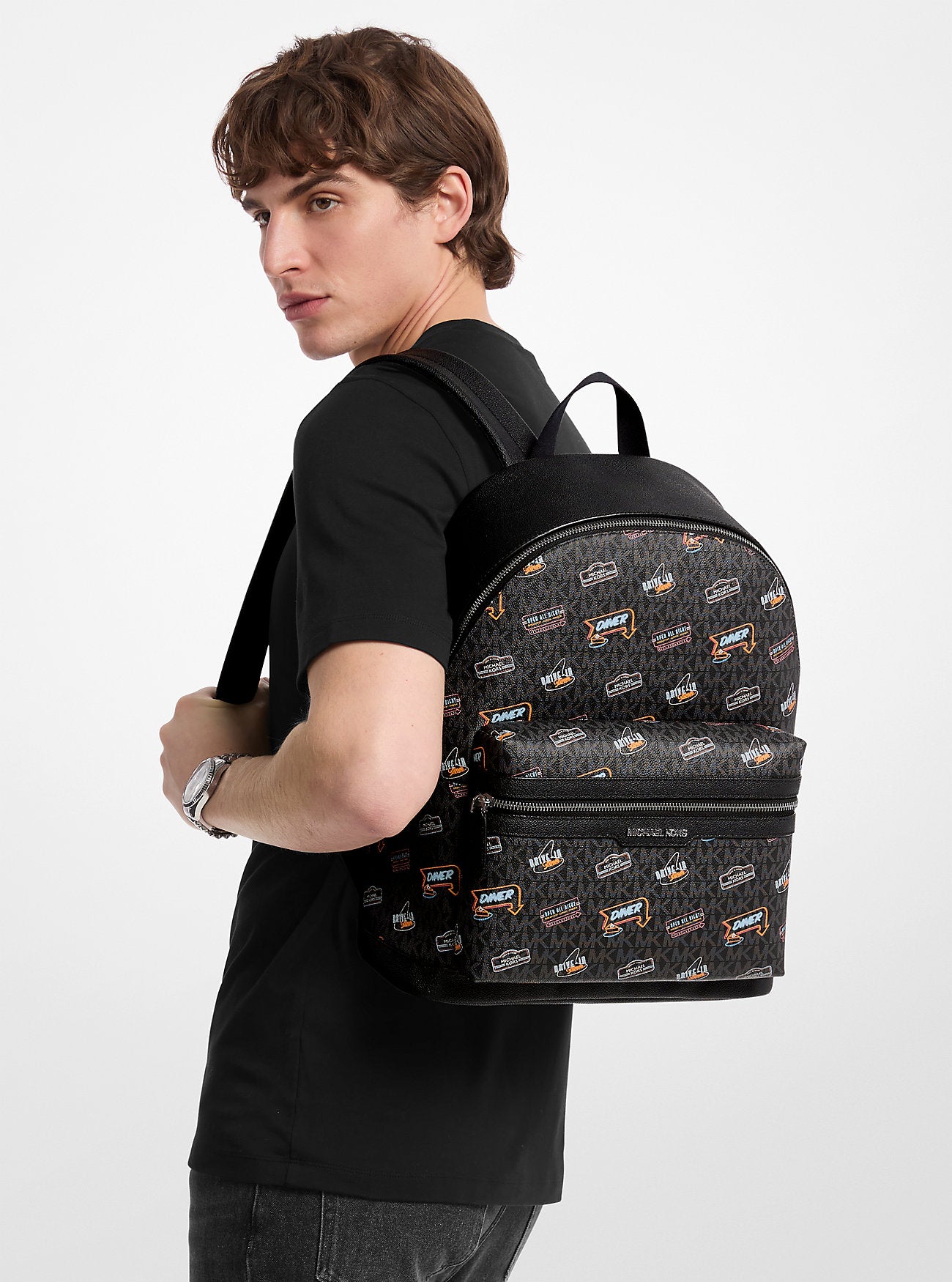[READY STOCK MY] Michael Kors Cooper Dome Backpack in Signature Black (37T5LCOB2U)
