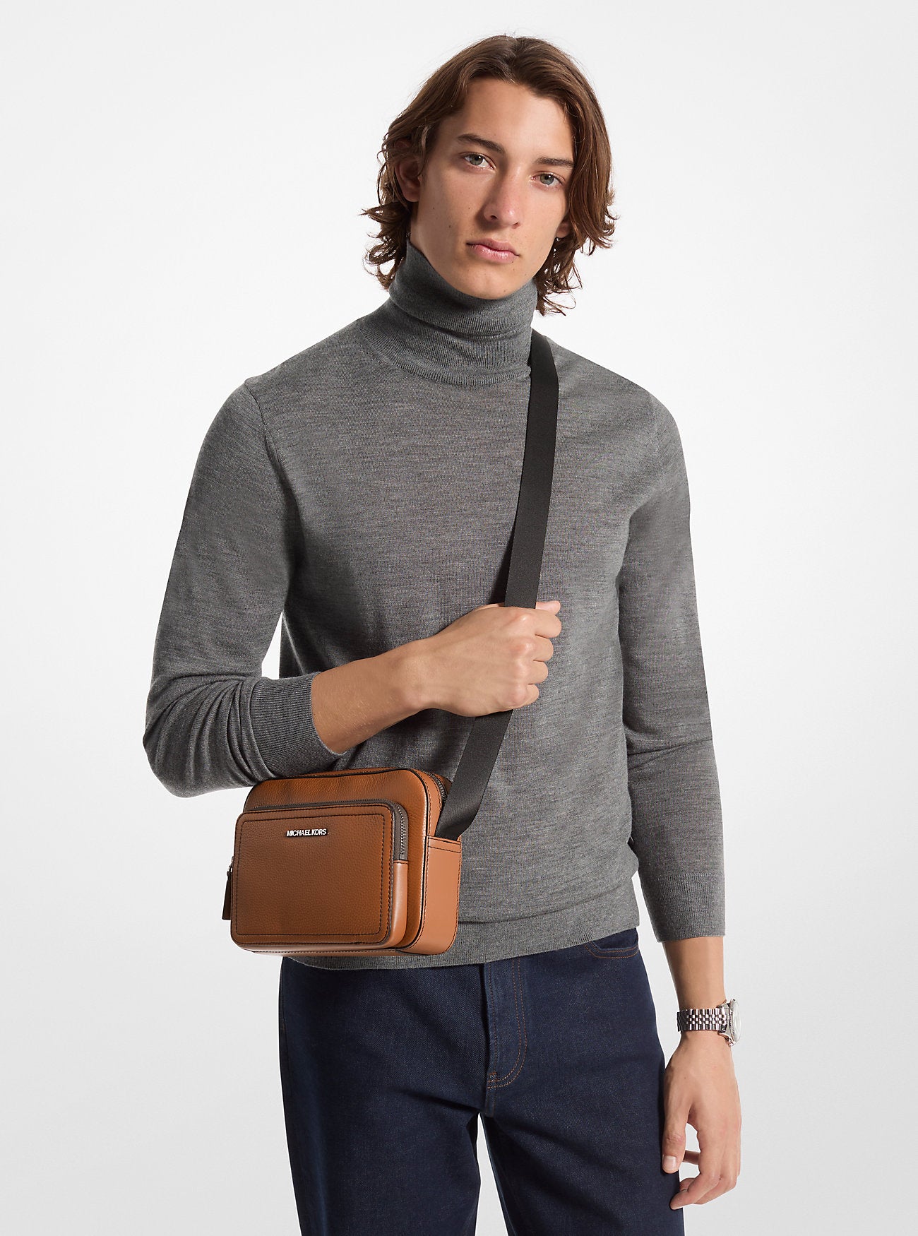 [INCOMING ETA 30 DAYS] Michael Kors Cooper Pebbled Leather Utility Crossbody Bag in Luggage (37F4LCOC6L)
