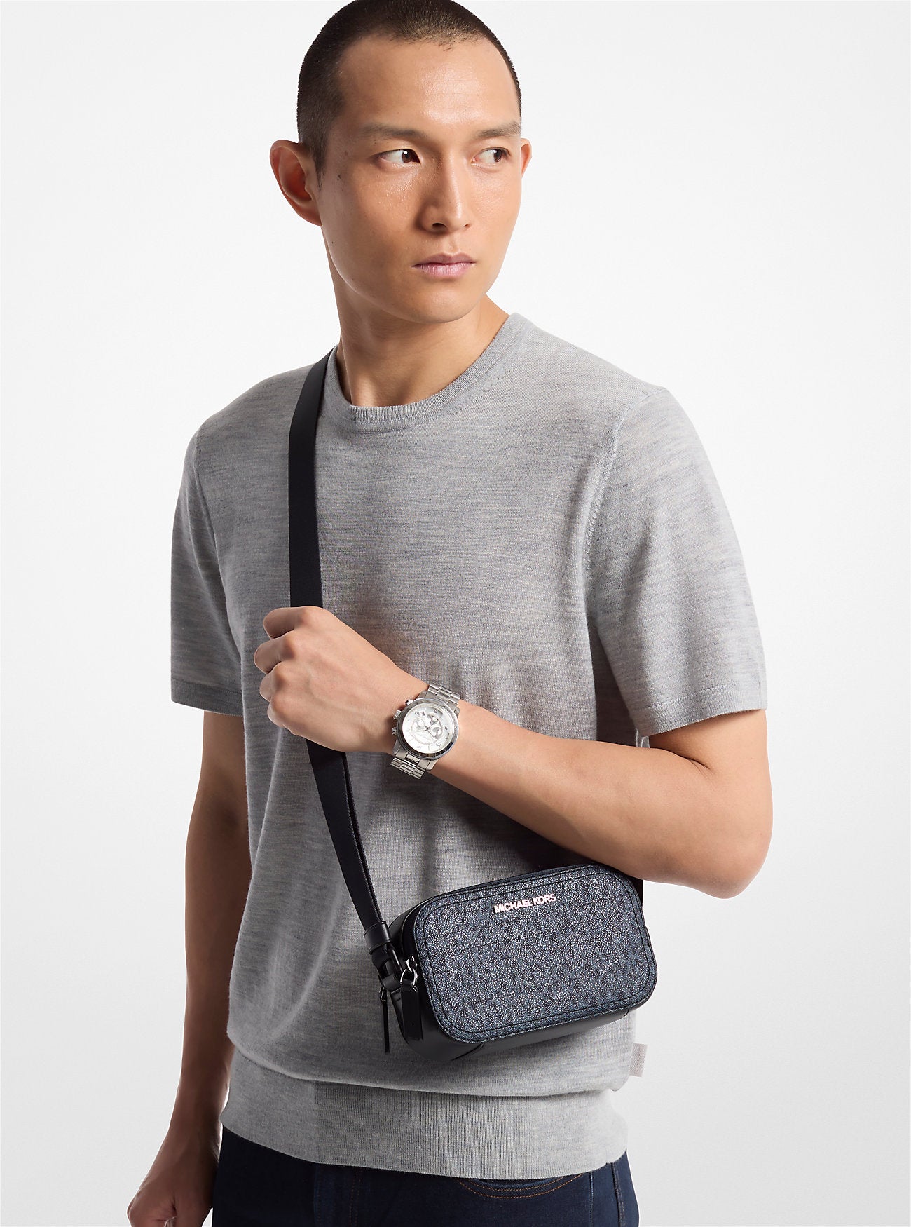 [READY STOCK MY] Michael Kors Men Cooper Signature Logo Camera Bag in Admiral/Pale Blue (37F4LCOC6B)