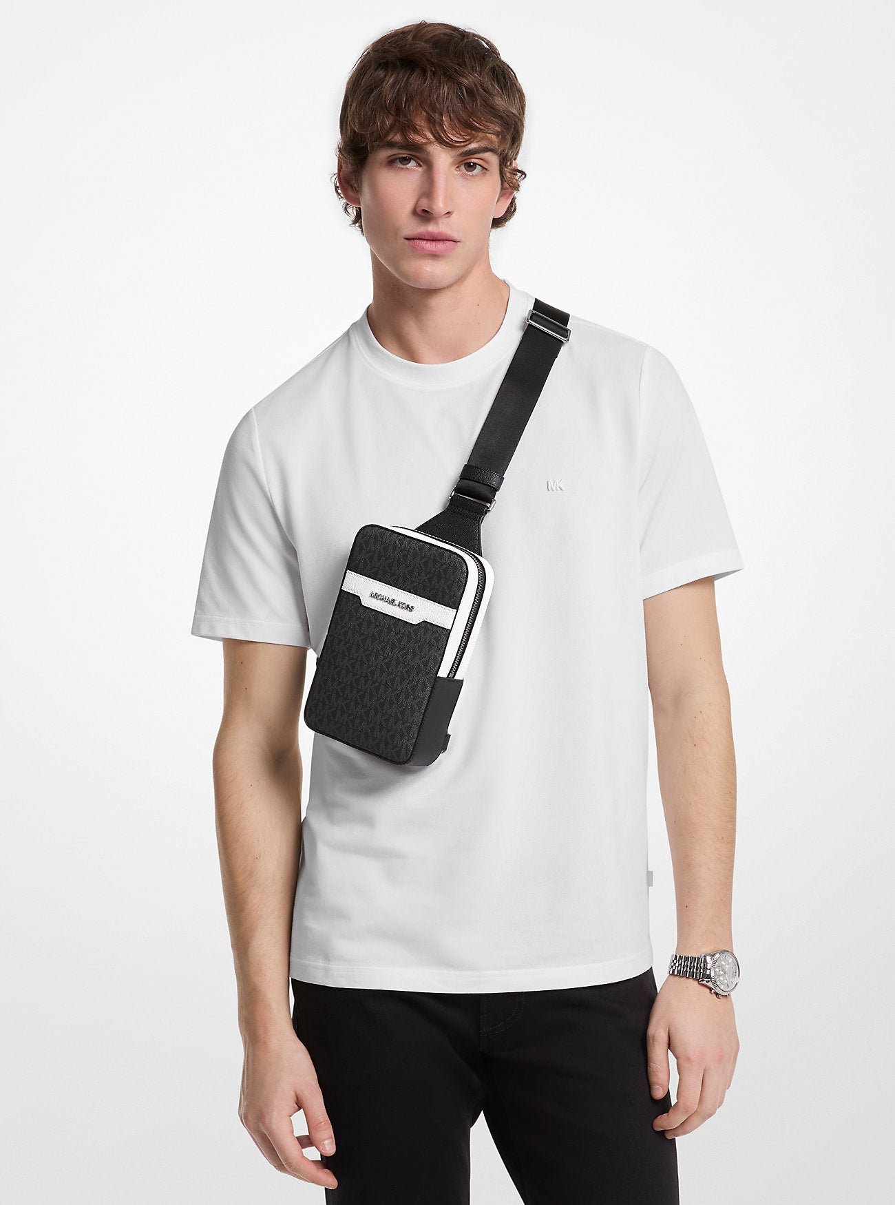 [INCOMING ETA 30 DAYS] Michael Kors Men Cooper Signature Logo Sling Pack in Bright White (37S5LCOY1B)