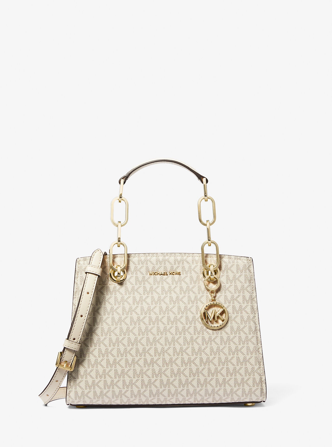 Michael Kors Cynthia Small NS Satchel in Signature Vanilla/Cream (30S4GCYS1V)