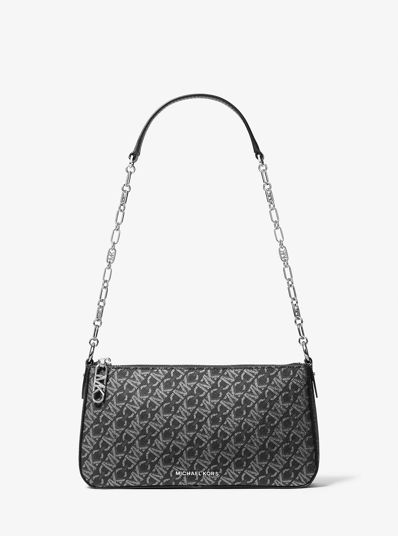 [INCOMING ETA 30 DAYS] Michael Kors Empire Medium Chain Pouchette in Black/Silver (32F4S8EW6B)