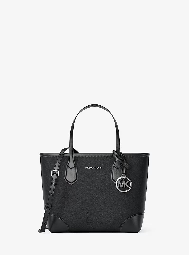 [READY STOCK MY] Michael Kors Eva Extra-Small Saffiano Leather Convertible Tote Bag in Black (35S6SV0T0L)