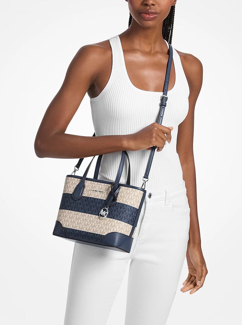 [READY STOCK MY] Michael Kors Eva Extra-Small Signature Logo Convertible Crossbody Bag in Signature Navy (35S6SV0T0I)