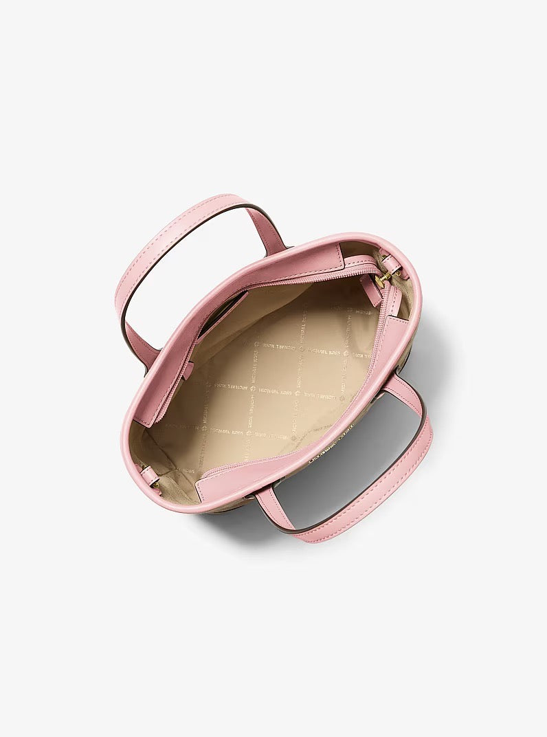 [INCOMING ETA 30 DAYS] Michael Kors Eva Extra Small Convertible Tote Bag in Jacquard With Logo in Powder Blush (35S6GV0T0C)