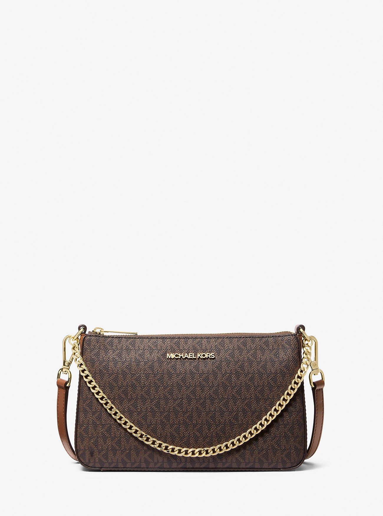 [READY STOCK MY] Michael Kors Giftables Boxed Items Jet Set Travel Medium Pouchette with Card Holder in Signature Brown (35H1GGZD6B)