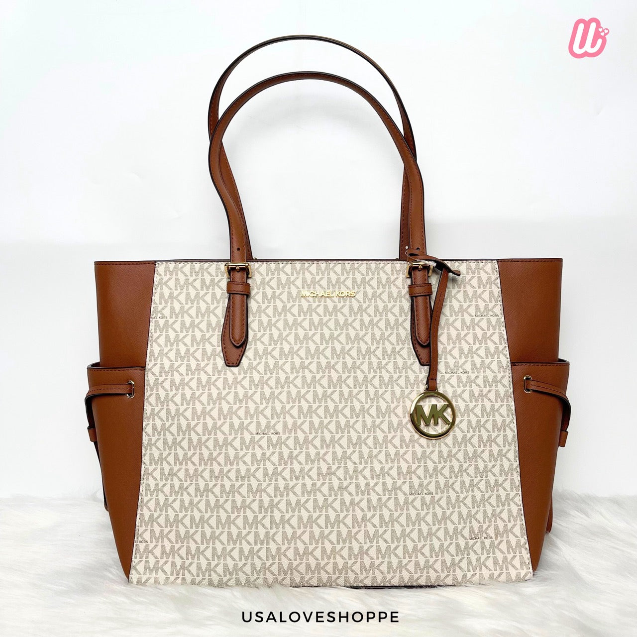[READY STOCK MY] Michael Kors Gilly Large Drawstring Travel Tote in Vanilla (35S1G2GT7B)
