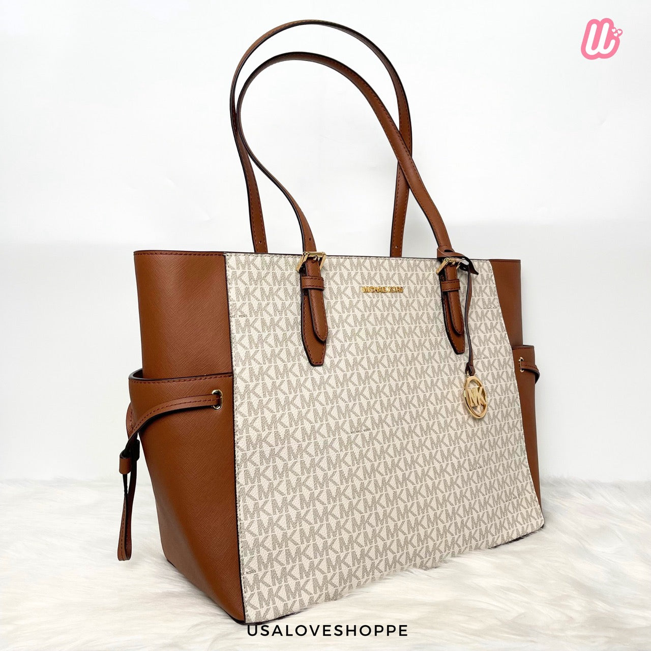 [READY STOCK MY] Michael Kors Gilly Large Drawstring Travel Tote in Vanilla (35S1G2GT7B)