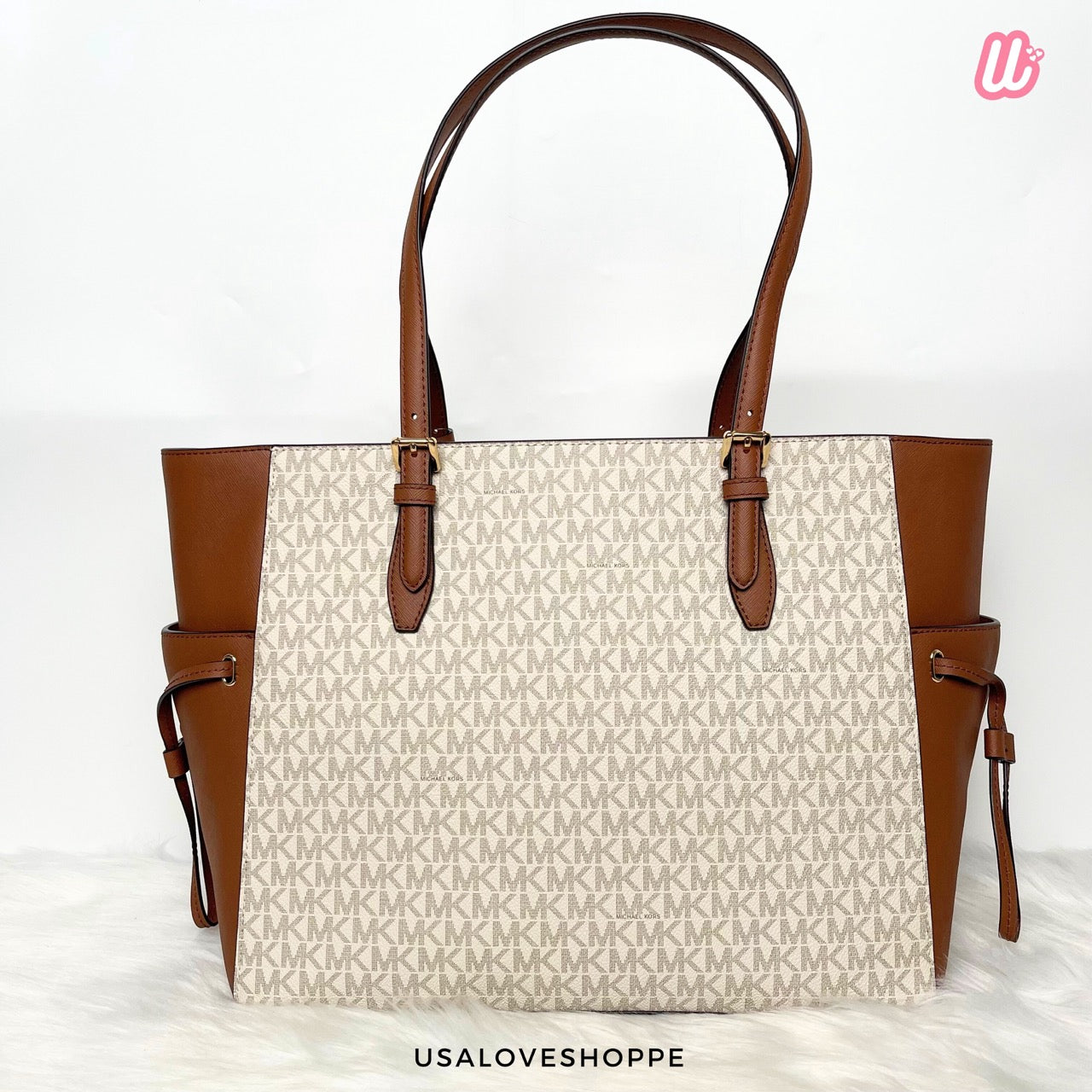[READY STOCK MY] Michael Kors Gilly Large Drawstring Travel Tote in Vanilla (35S1G2GT7B)