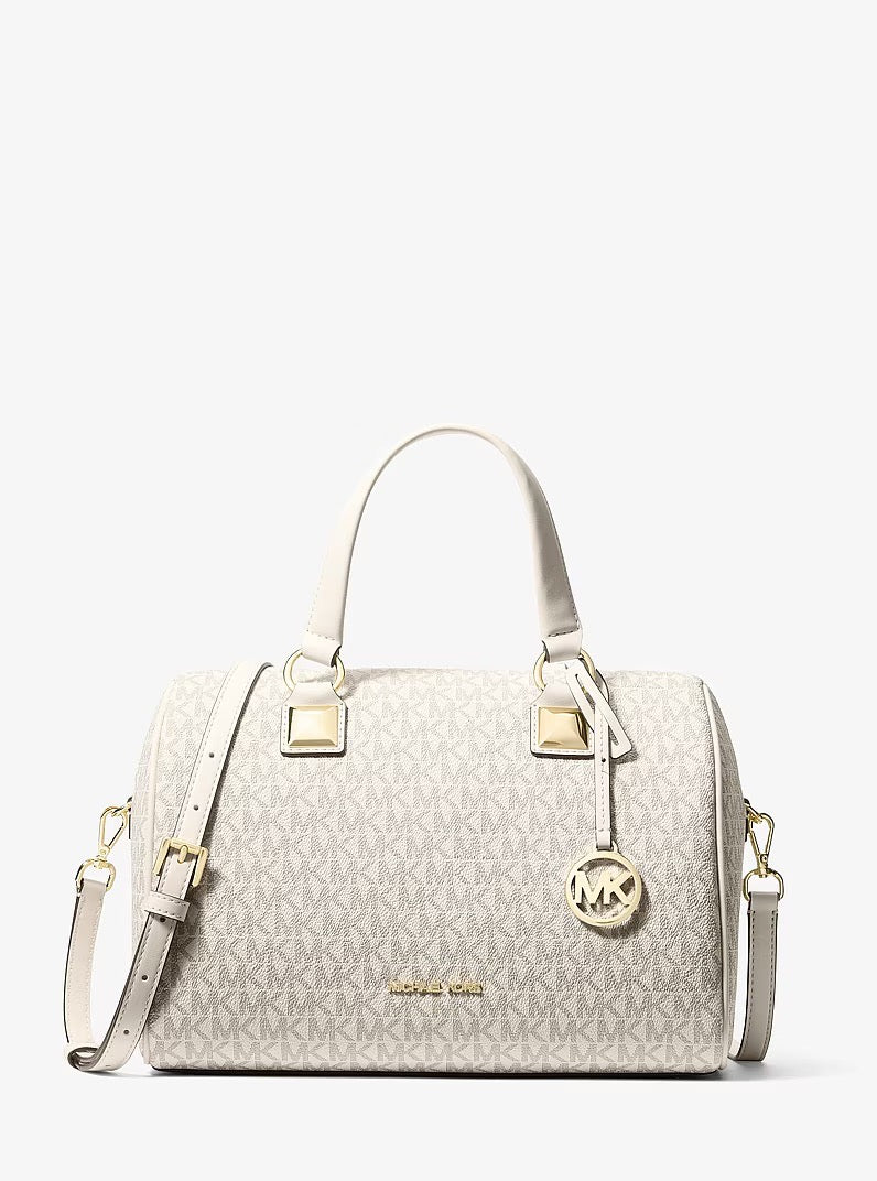 [READY STOCK MY] Michael Kors Grayson Medium Canvas Bag With Logo in Light Cream Multi (35S6GGYS6B)