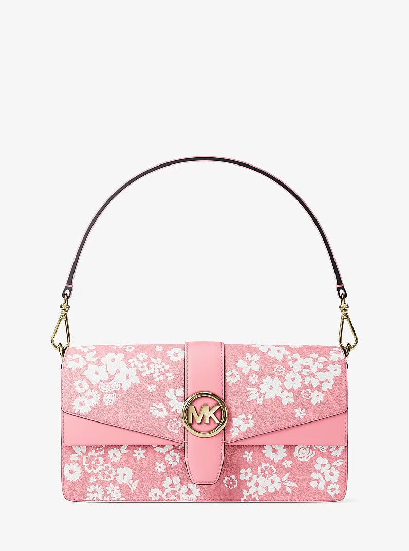 [INCOMING ETA 30 DAYS] Michael Kors Greenwich Medium Convertible Shoulder Bag With Print And Logo in Carnation (35S6GGRL2Y)