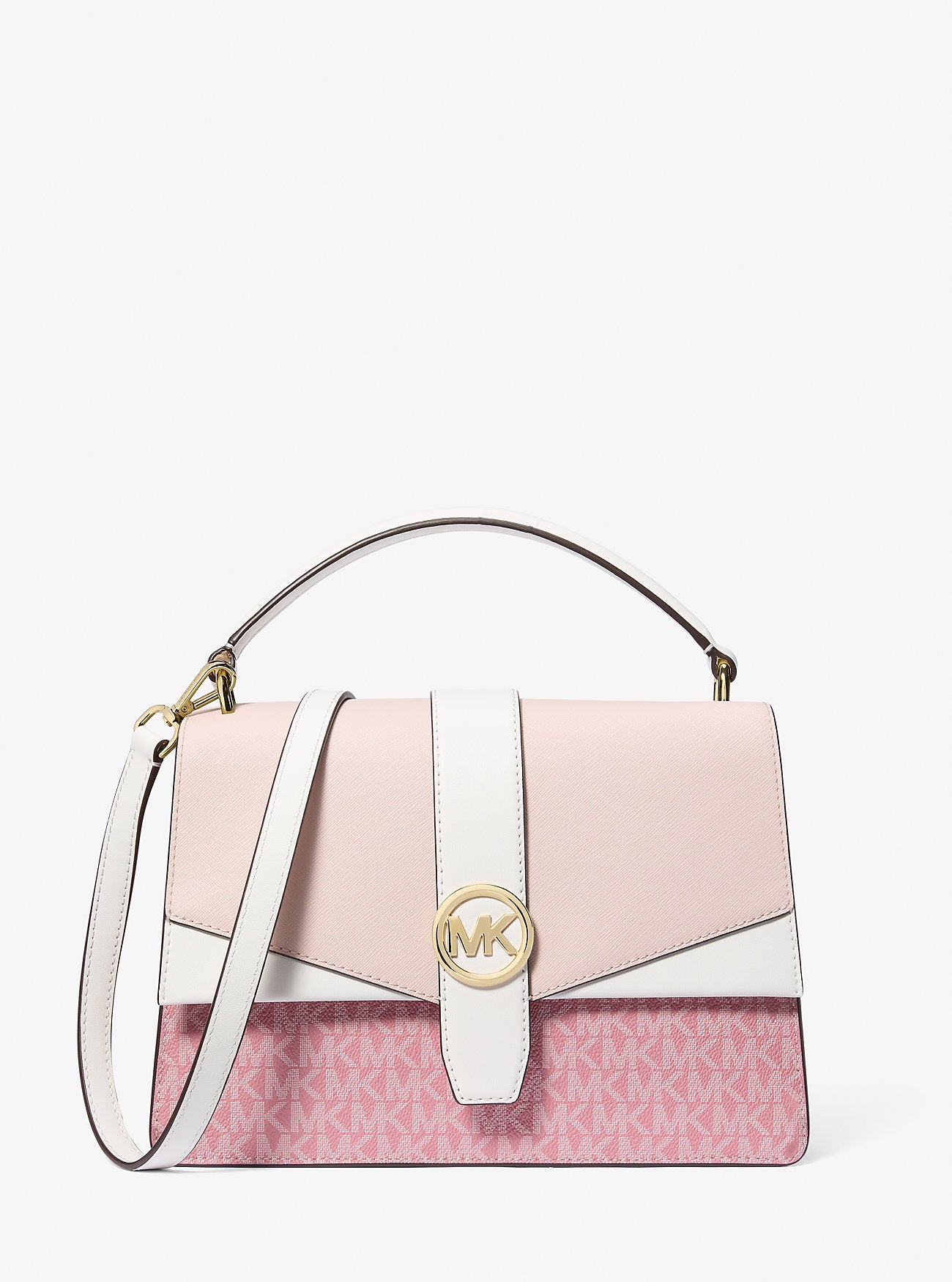 [INCOMING ETA 30 DAYS] Michael Kors Greenwich Medium Signature Logo Satchel in Powder Blush (35S5GGRS6V)