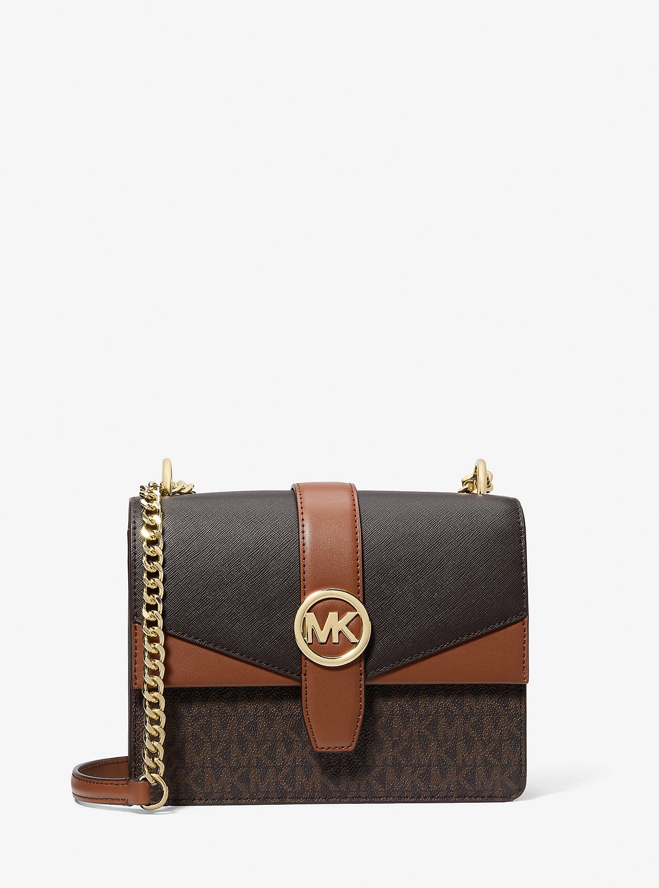 [INCOMING ETA 30 DAYS] Michael Kors Greenwich Small Color-Block Sig Logo Crossbody Bag in Sig Brown (35S5GGRC1B)